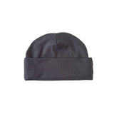 Dark gray beanie on a white background