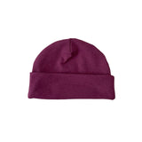 Maroon beanie hat on a white background