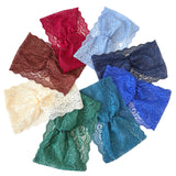 Set of colorful lace bows on a white background