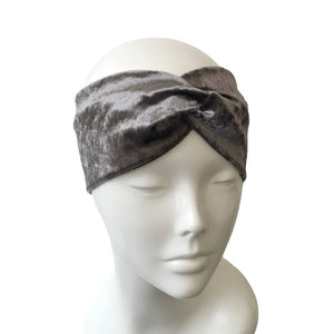 Silver Velvet Twisted Headband