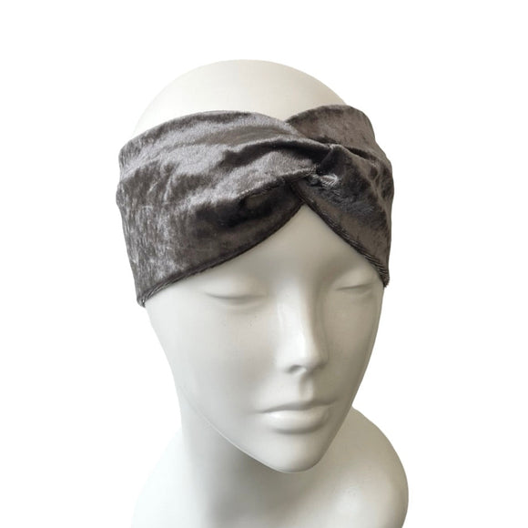 Silver Velvet Twisted Headband