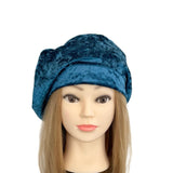 Slouchy Teal Velvet Beret