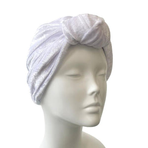 Soft White Crushed Velvet Knot Vintage Turban Hat