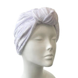 Soft White Crushed Velvet Knot Vintage Turban Hat