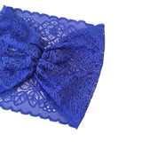 Blue lace fabric on a white background