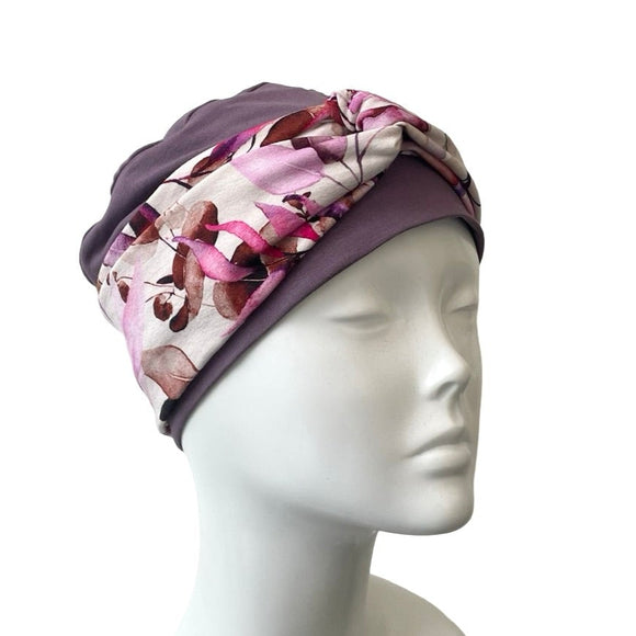 Super Soft Bamboo Jersey Turban Beanie Hat with Detachable Headband