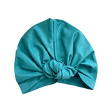 Teal Knotted Cotton Turban Head Wrap for Women