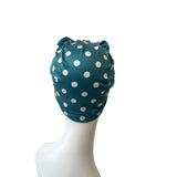 Vintage Style Teal Polka Dot Bow Turban