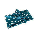 Teal Polka Dot Self Tie Headband Head Wrap