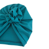 Teal headscarf with a knot on a white background