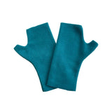 Teal blue fingerless wrist warmer texting gloves