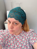 Teal lace headscarf 