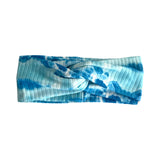 White and Blue Ribbed Tie Dye Twisted Headband 