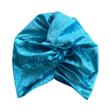 Turquoise Blue Velvet Turban Twist Head Wrap