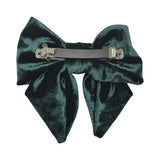 Luxury teal blue green velvet hair bow barrette