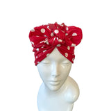 Vintage Inspired Red Polka Dot Spot Jersey Turban
