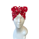 Vintage Inspired Red Polka Dot Spot Jersey Turban