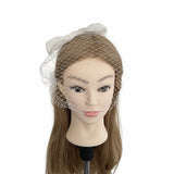 White Birdcage Veil Headband with Bow