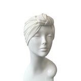 White Soft Jersey Lined Turban Hat
