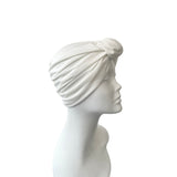 White Soft Jersey Lined Turban Hat