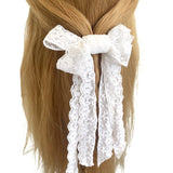 White Lace Ribbon Bridal Wedding Hair Bow
