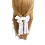 White Lace Ribbon Bridal Wedding Hair Bow