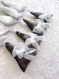 White and Silver Fabric Velvet Christmas Fir Tree Set of 9