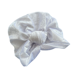 Soft White Crushed Velvet Knot Vintage Turban Hat 