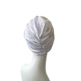 Soft White Crushed Velvet Knot Vintage Turban Hat