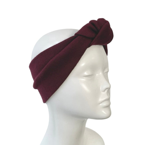 Wine Red Winter Knit Ear Warmer for Women