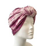 Wine Tie Dye Stretch Rib Jersey Turban Head Wrap Hat