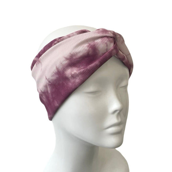 Wine Tie Dye Wide Ribbed Twist Headband