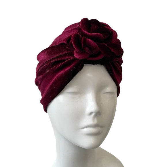 Wine red velvet turban