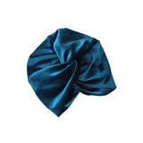 Blue satin hair turban on a white background
