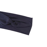 Navy blue headband with a knot on a white background