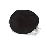 Black round object with a mesh base on a white background