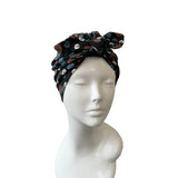 Patterned Black Bow Turban