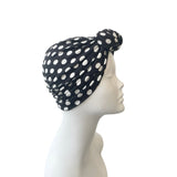 Black Dotted Stretchy Soft Jersey Turban