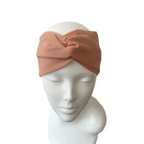 Blush Pink Gold Metallic Ribbed Knit Headband