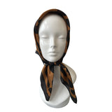 Leopard Print Silk Feeling Square Satin Scarf 70cm