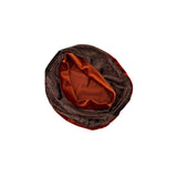 Brown fabric with a red interior on a white background