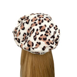 White and Brown Leopard Soft Beret Hat 