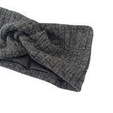 Gray knitted headband on a white background