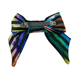 Striped colourful hair bow barrette clip for women