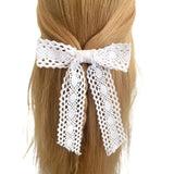 White Cotton Lace Bridal Wedding Hair Bow 