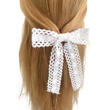White Cotton Lace Bridal Wedding Hair Bow 