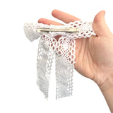 White Cotton Lace Bridal Wedding Hair Bow 