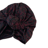 dark red black turban 