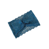 Blue lace headband on a white background