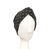 Charcoal Grey Polka Dot Twisted Women's Headband